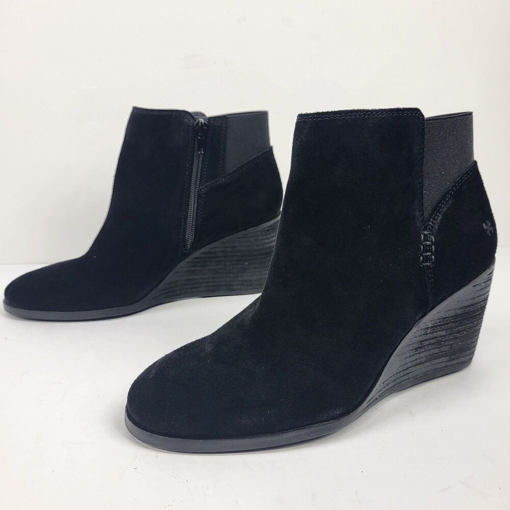 Lucky Brand Womens zorlina Leather Ankle Boot Wedge Boots Black Size 7.5M